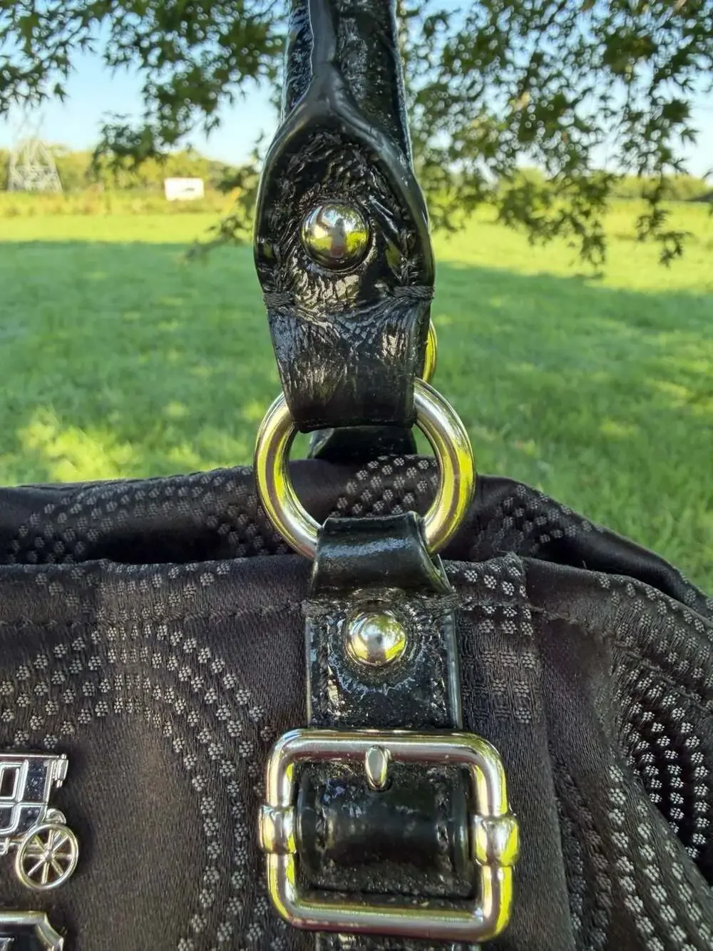 Vintage Coach Madison Dotted Op Art Sophia Satchel Black slouchy Handbag
